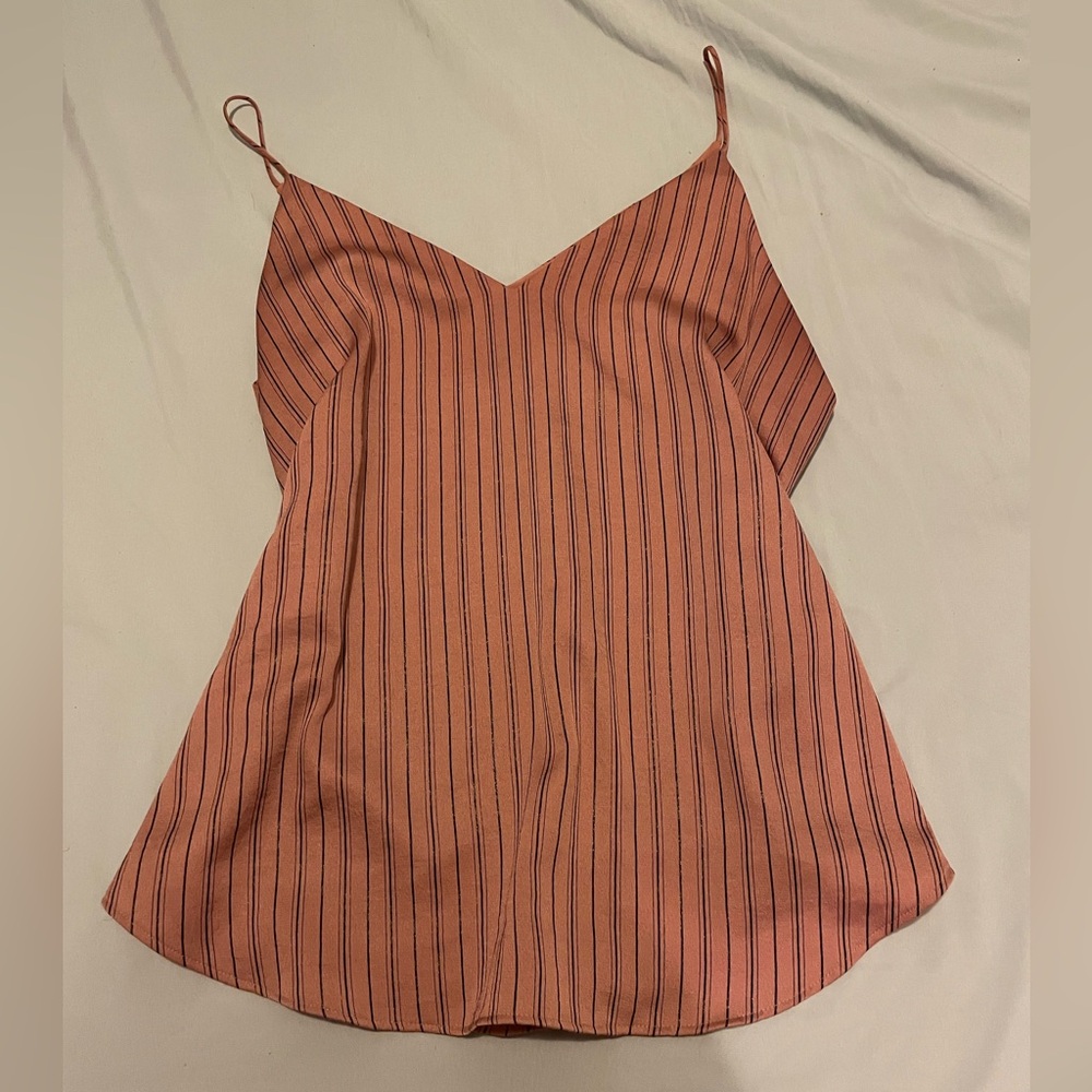 Express Coral Pink and Black Striped Cami Top